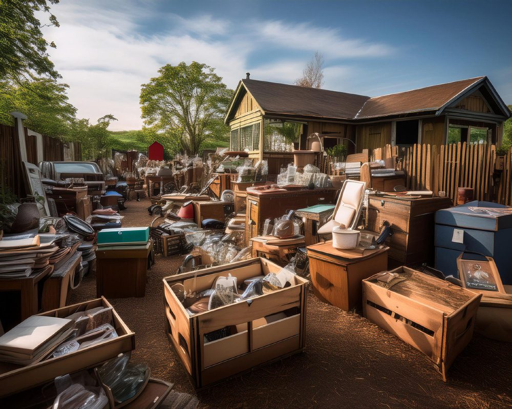 a yard full of stuff leftover from probate