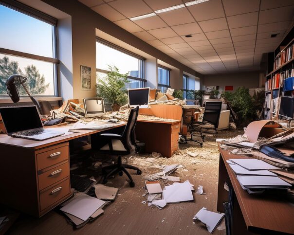 a office that has been trashed