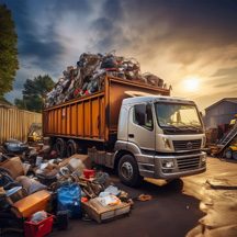 a dump truck loaded for junk removal