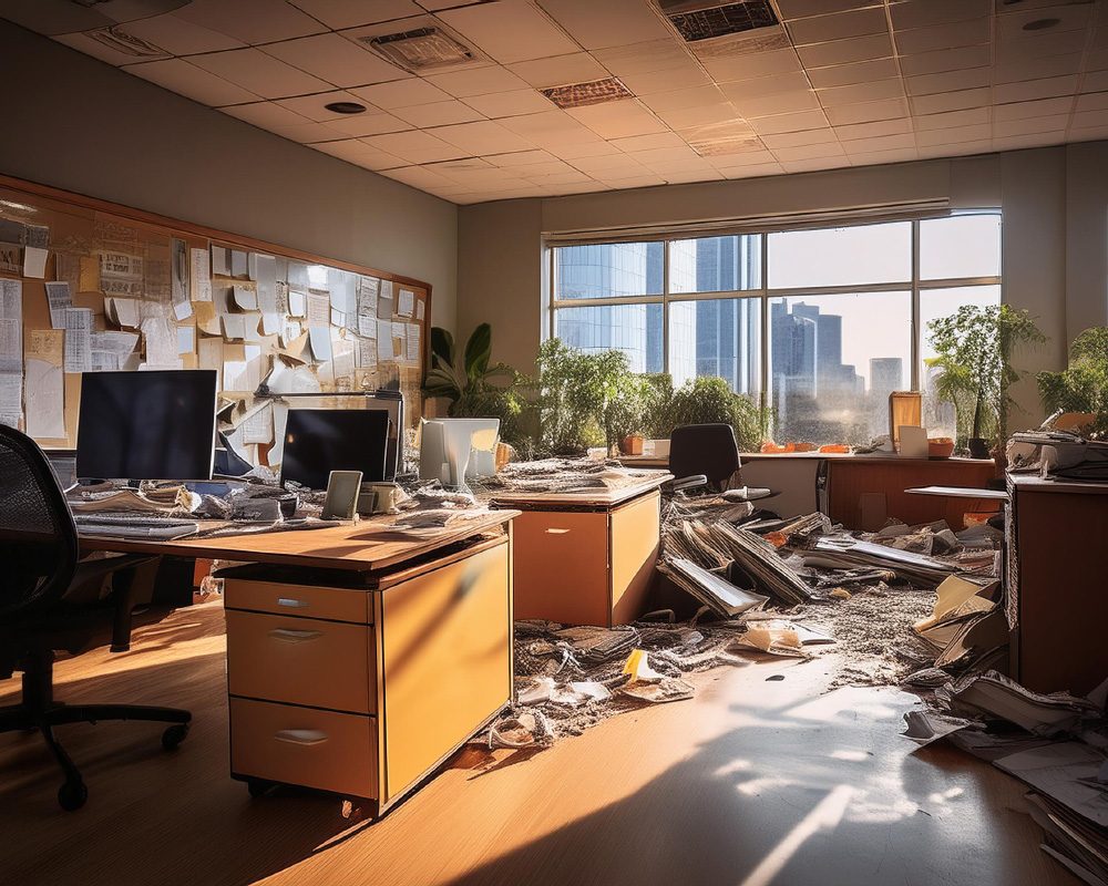 highly trashed office