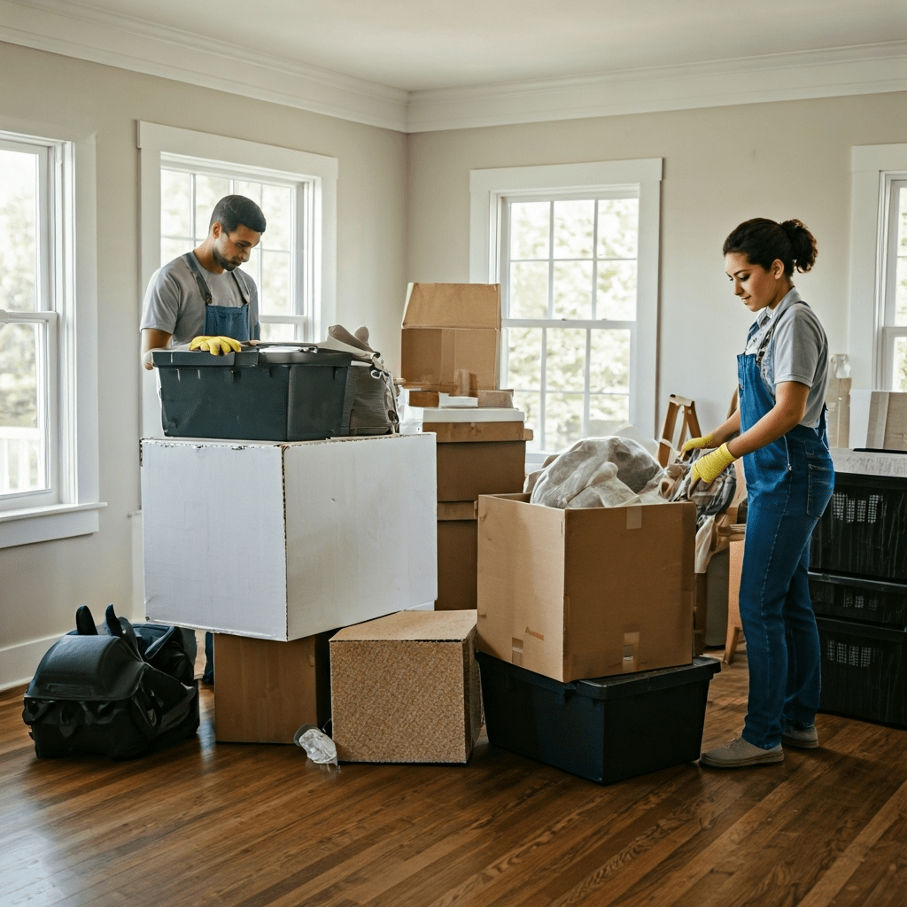 workers clearing out home